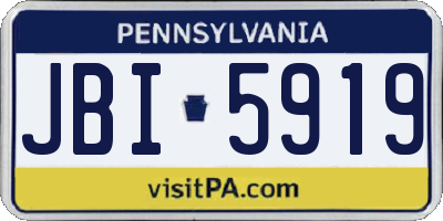 PA license plate JBI5919