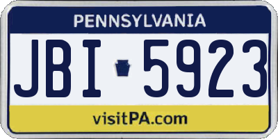 PA license plate JBI5923