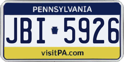 PA license plate JBI5926