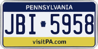 PA license plate JBI5958