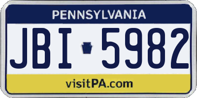 PA license plate JBI5982