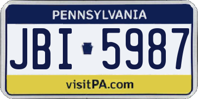 PA license plate JBI5987
