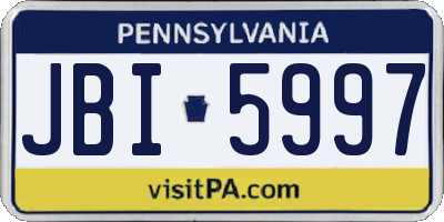 PA license plate JBI5997