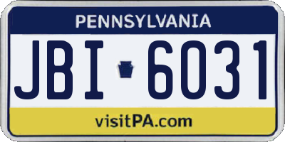 PA license plate JBI6031
