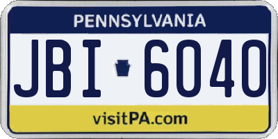 PA license plate JBI6040
