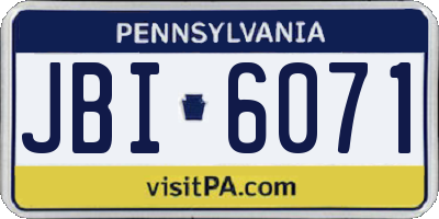 PA license plate JBI6071