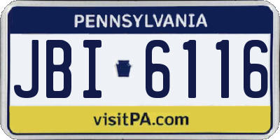 PA license plate JBI6116