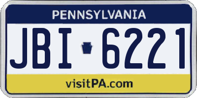 PA license plate JBI6221