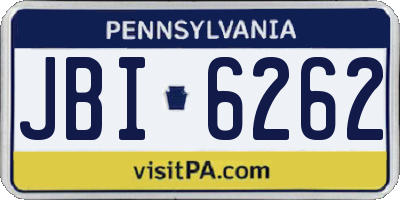PA license plate JBI6262