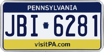 PA license plate JBI6281