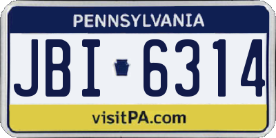 PA license plate JBI6314