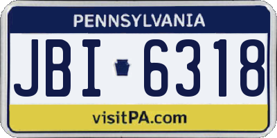 PA license plate JBI6318
