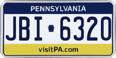 PA license plate JBI6320