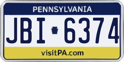 PA license plate JBI6374
