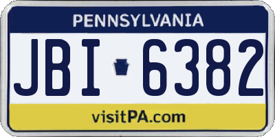 PA license plate JBI6382