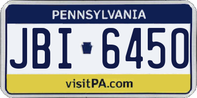 PA license plate JBI6450