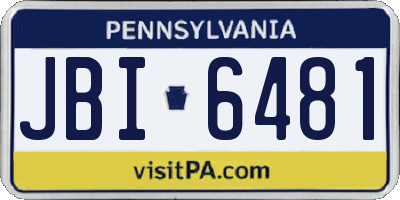 PA license plate JBI6481