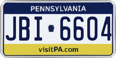 PA license plate JBI6604