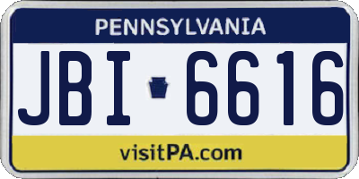 PA license plate JBI6616