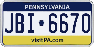 PA license plate JBI6670