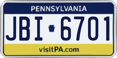 PA license plate JBI6701
