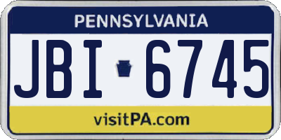 PA license plate JBI6745