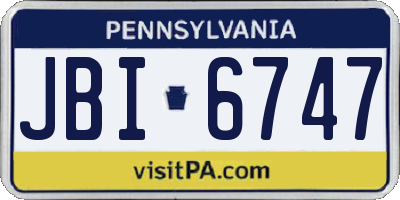 PA license plate JBI6747