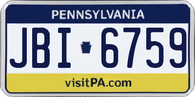 PA license plate JBI6759
