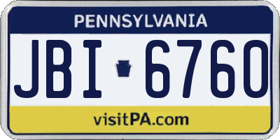 PA license plate JBI6760
