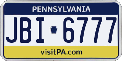 PA license plate JBI6777