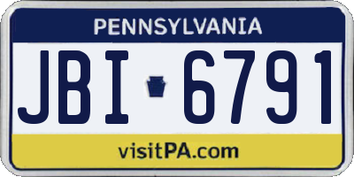 PA license plate JBI6791