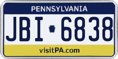 PA license plate JBI6838