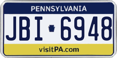 PA license plate JBI6948