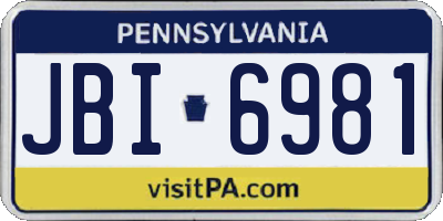 PA license plate JBI6981