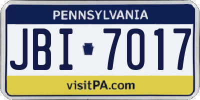 PA license plate JBI7017