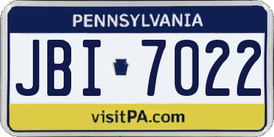PA license plate JBI7022