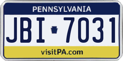 PA license plate JBI7031