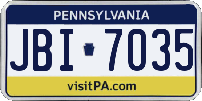 PA license plate JBI7035