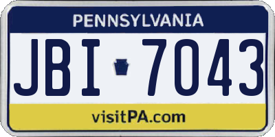 PA license plate JBI7043