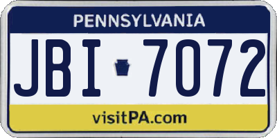 PA license plate JBI7072