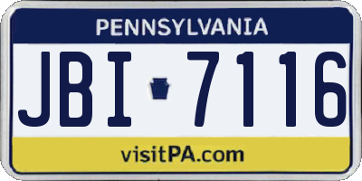 PA license plate JBI7116
