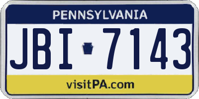 PA license plate JBI7143