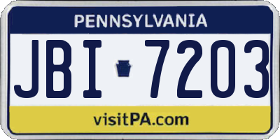 PA license plate JBI7203