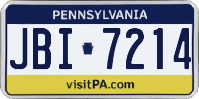 PA license plate JBI7214