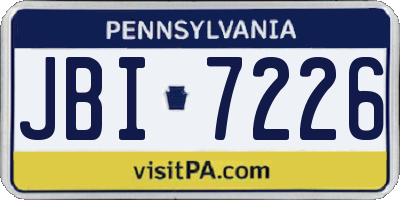 PA license plate JBI7226