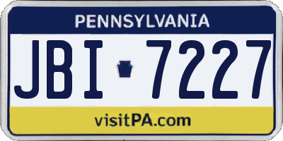 PA license plate JBI7227