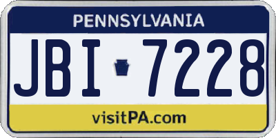 PA license plate JBI7228