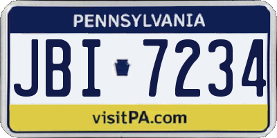 PA license plate JBI7234