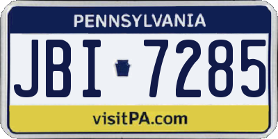 PA license plate JBI7285