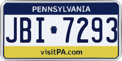 PA license plate JBI7293